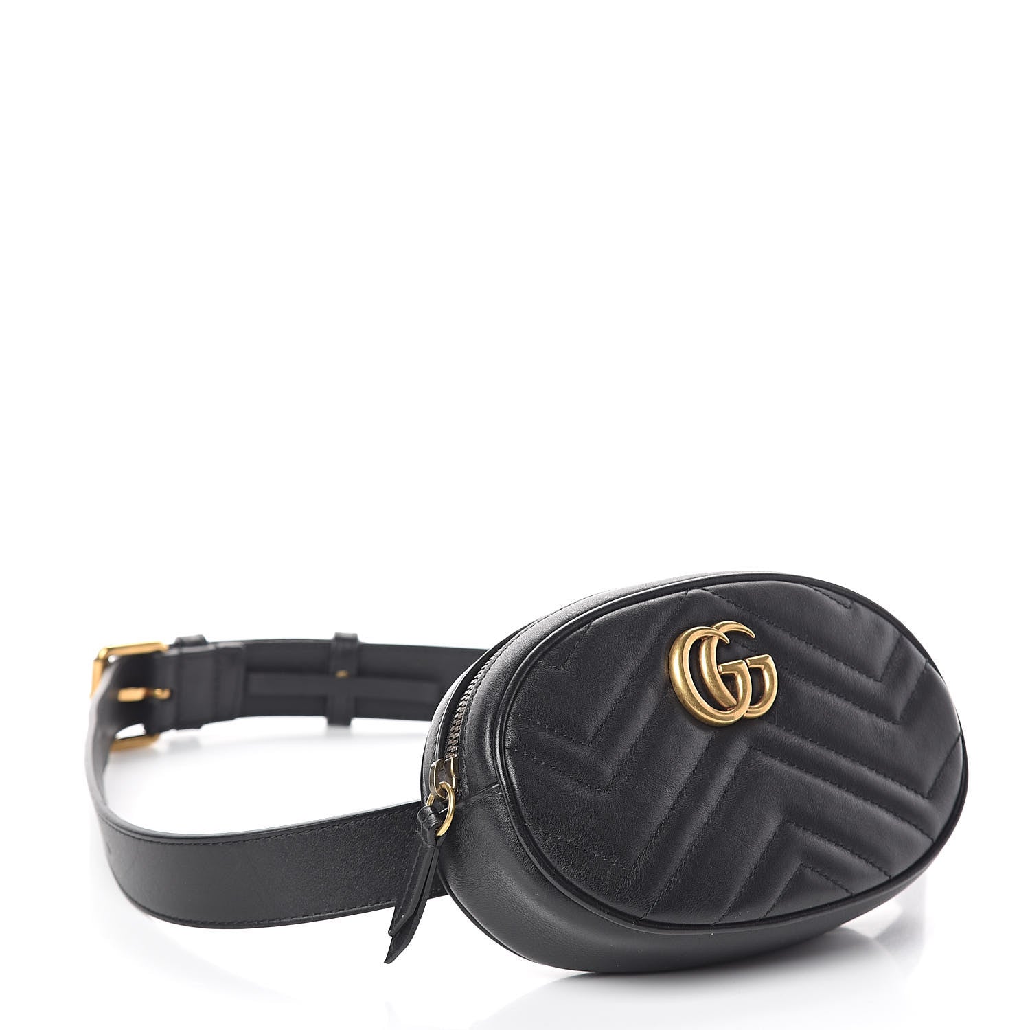 Gucci Calfskin Matelasse GG Marmont Belt Bag 85 34 Black 4 of 9