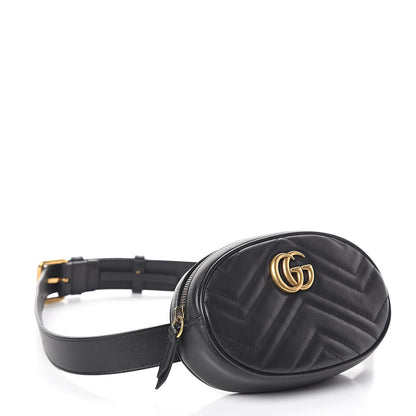 Gucci Calfskin Matelasse GG Marmont Belt Bag 85 34 Black 4 of 9