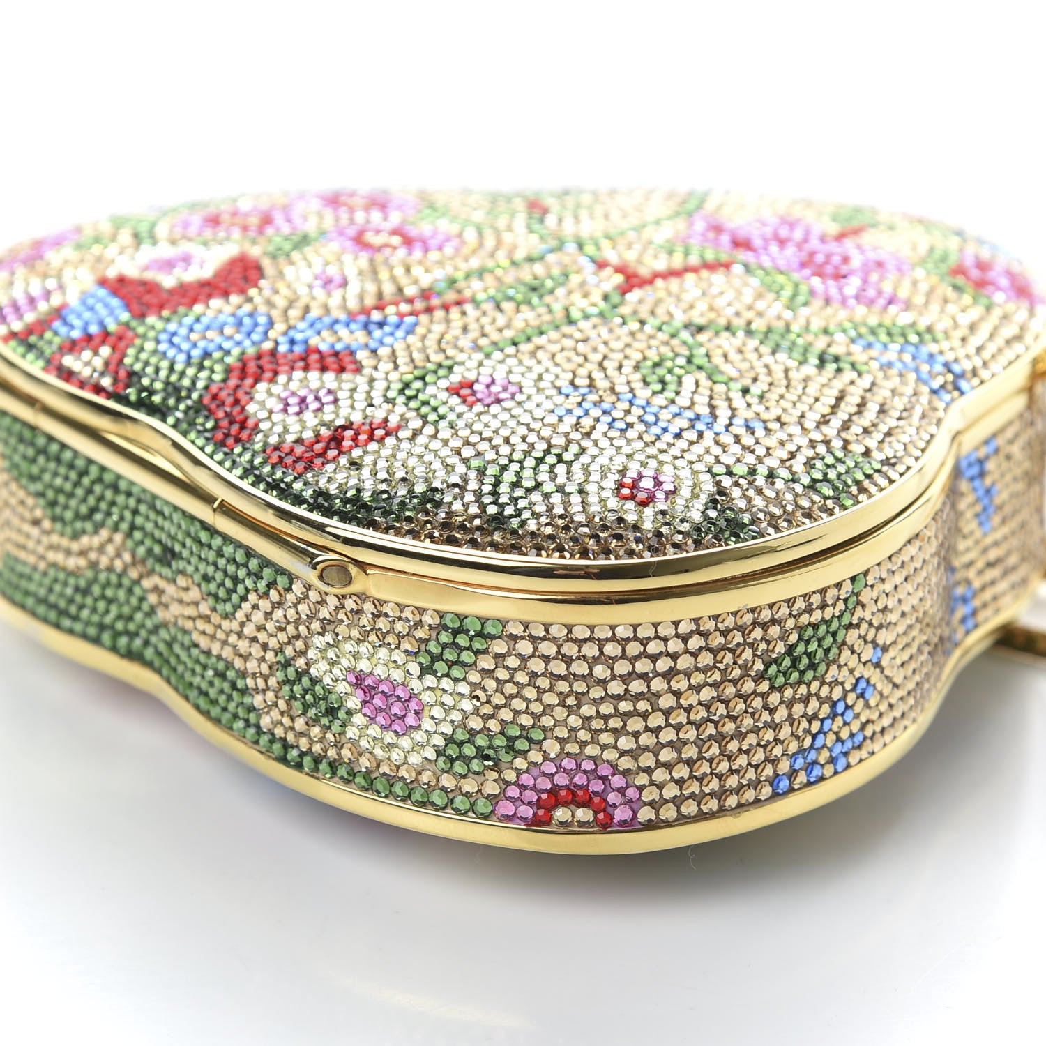 Judith Leiber Swarovski Crystal Flower Minaudiere Clutch Gold 7 of 9