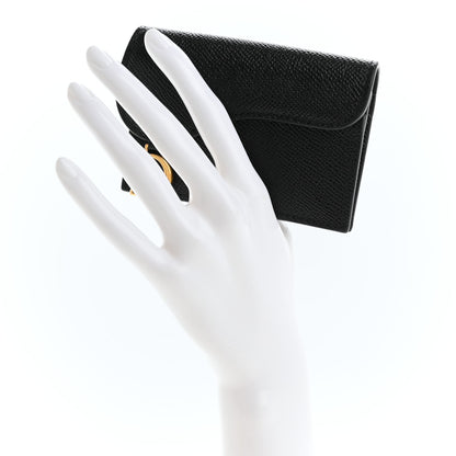 Christian Dior Grained Calfskin Saddle Card Holder Black 2 of 9