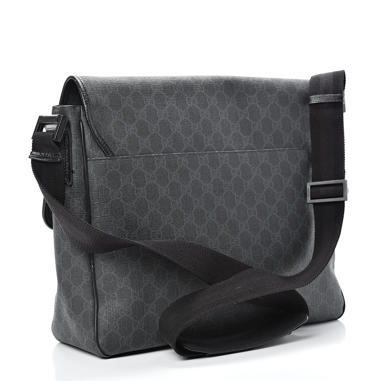 GG Plus Monogram Medium Flap Messenger Bag Black