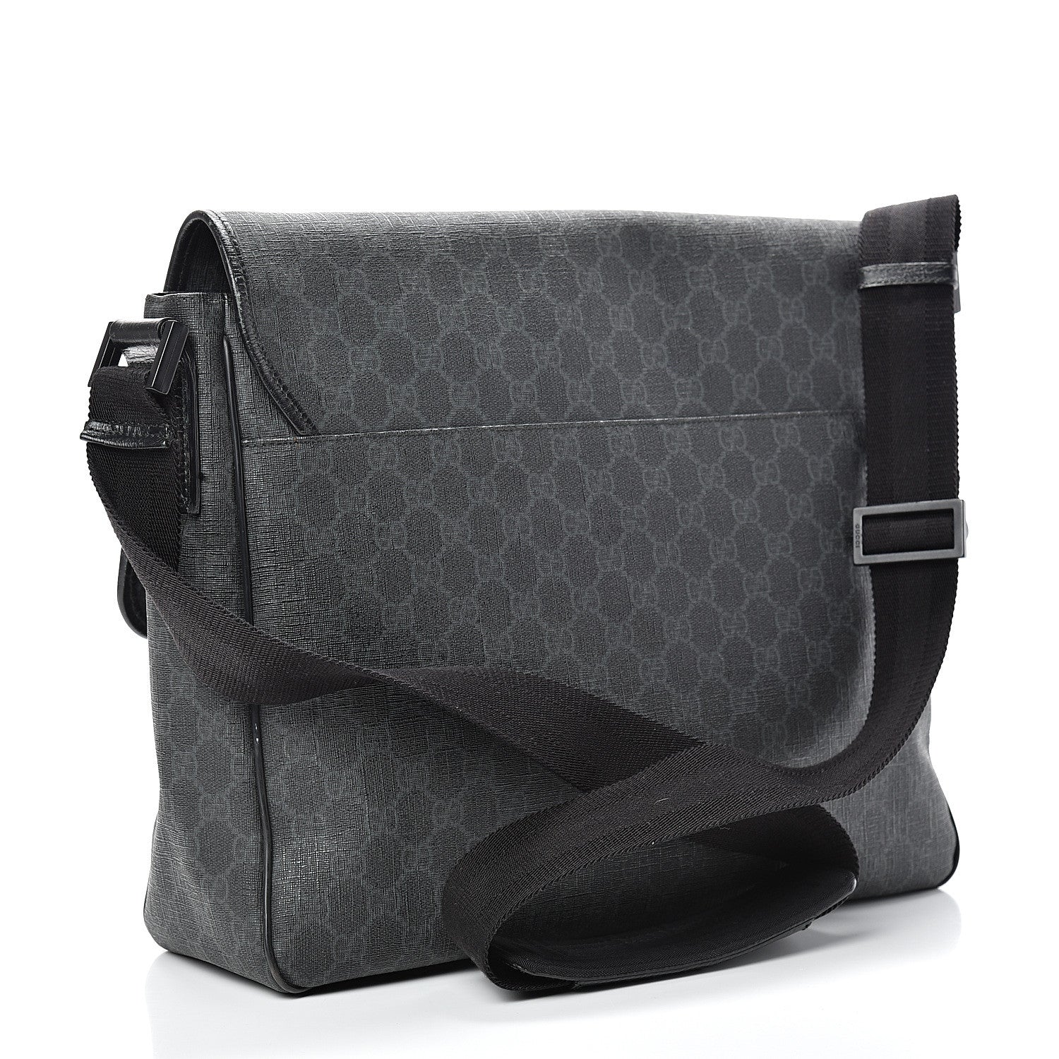 Gucci GG Plus Monogram Medium Flap Messenger Bag Black 2 of 17