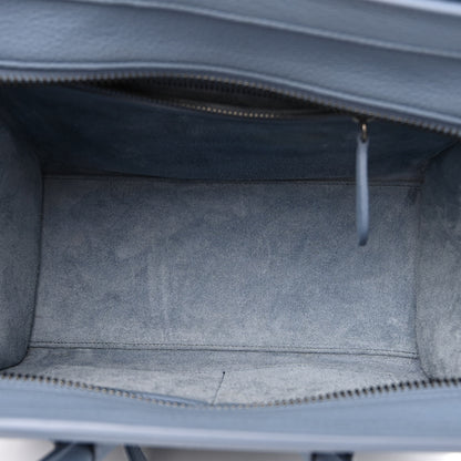 Celine Drummed Calfskin Micro Luggage Medium Blue 5 of 10