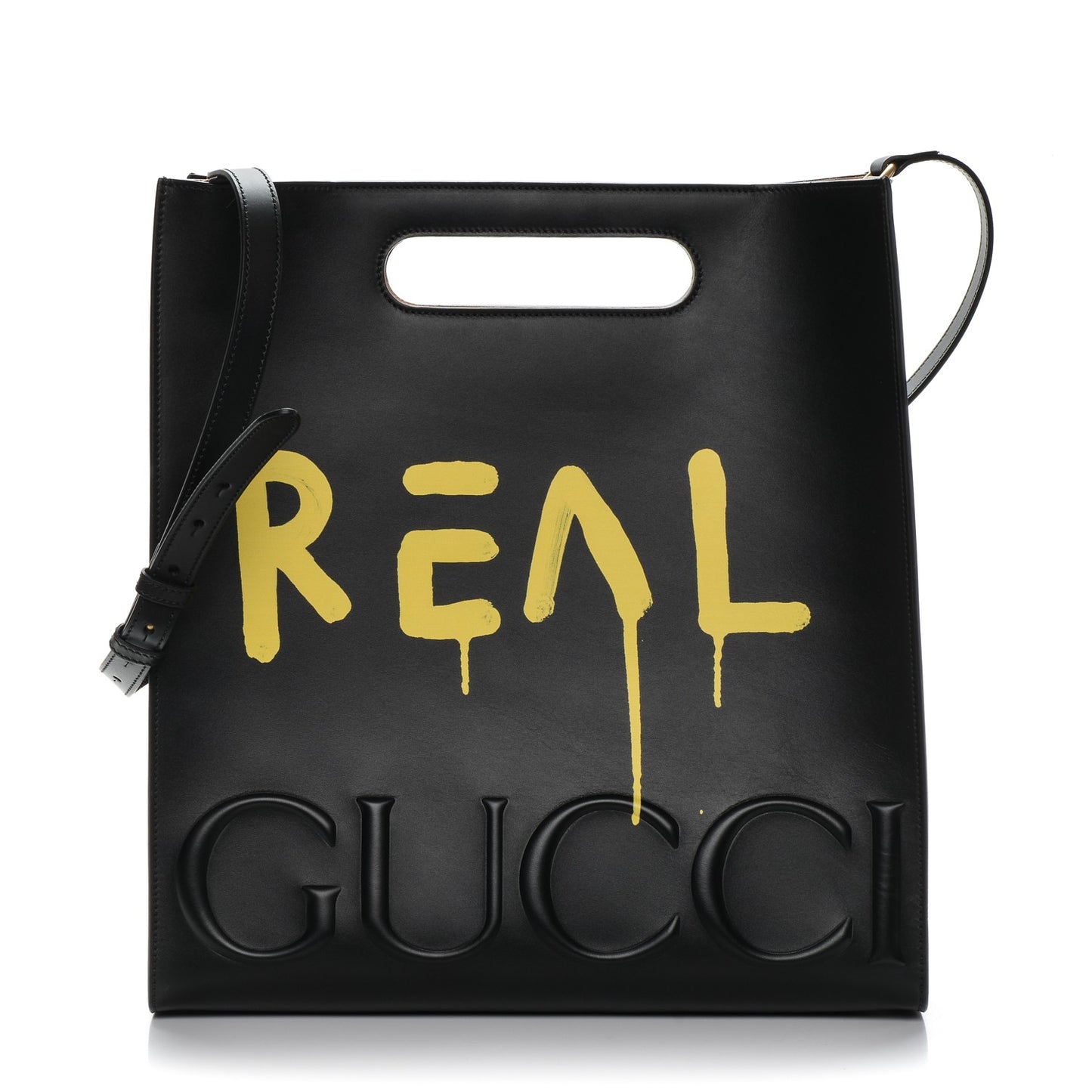 Calfskin GucciGhost Real Medium XL Tote Black Yellow