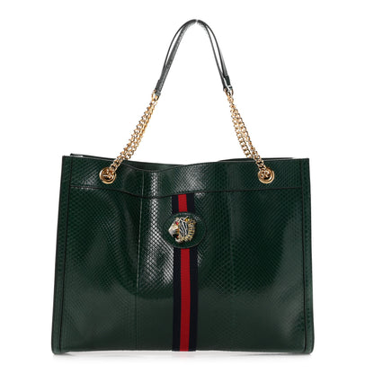Gucci Snakeskin Large Rajah Chain Tote Green 1 of 11