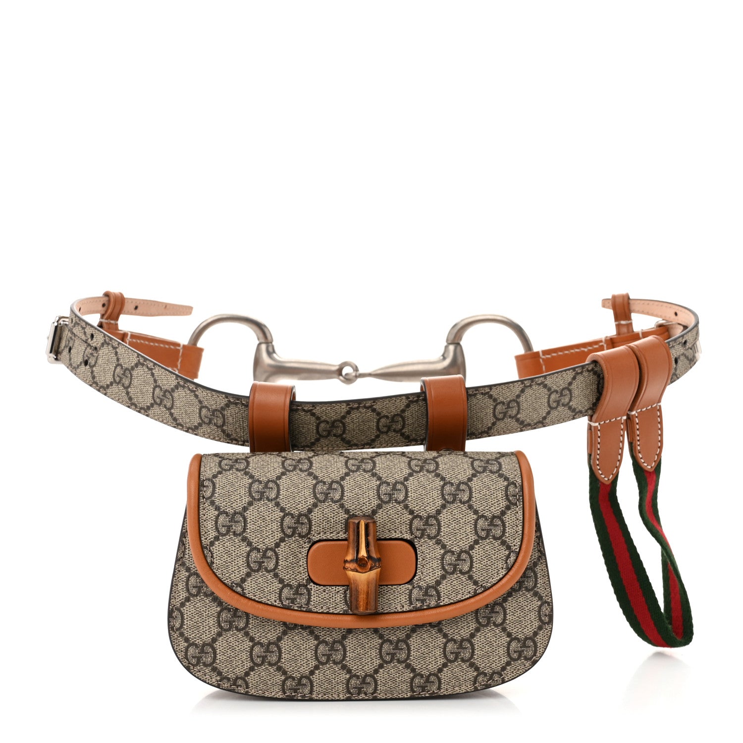 Gucci GG Supreme Monogram Web Bamboo Mini 1947 Belt Bag 80 32 Beige 1 of 11