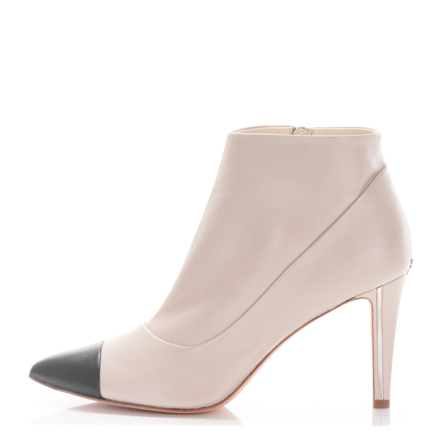 Lambskin Cap Toe CC Ankle Boots 41 Beige Black