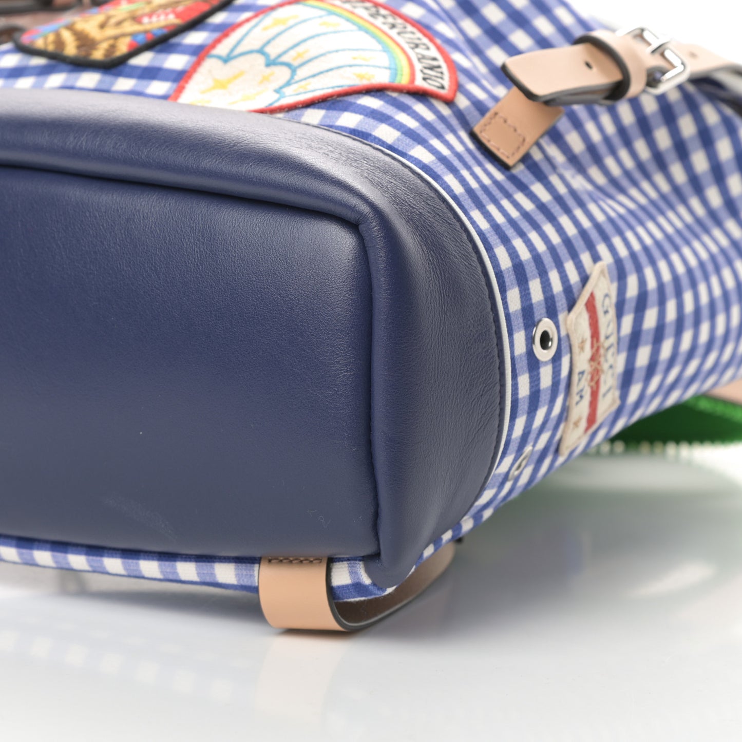 Coated Canvas Childrens Gingham Backpack Blue White