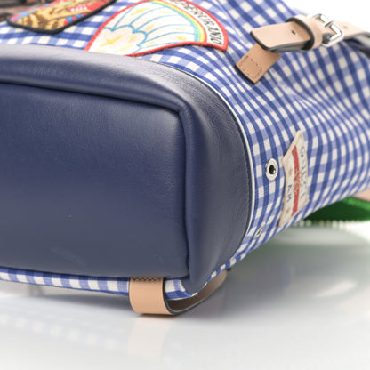 Gucci Coated Canvas Childrens Gingham Backpack Blue White 10 of 10
