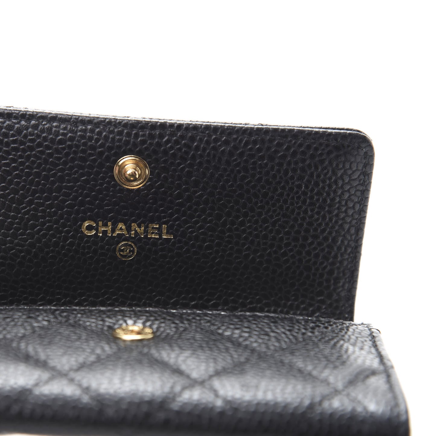 Caviar Quilted Flap Card Holder Black