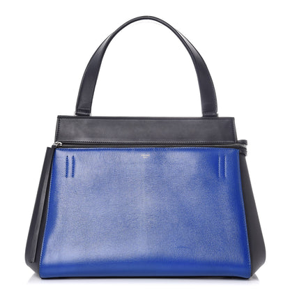 Celine Grained Calfskin Medium Bi-Color Edge Shoulder Bag Indigo Black 1 of 8