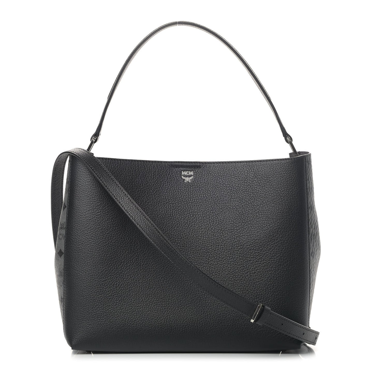 Grained Calfskin Visetos Medium Sarah Hobo Black