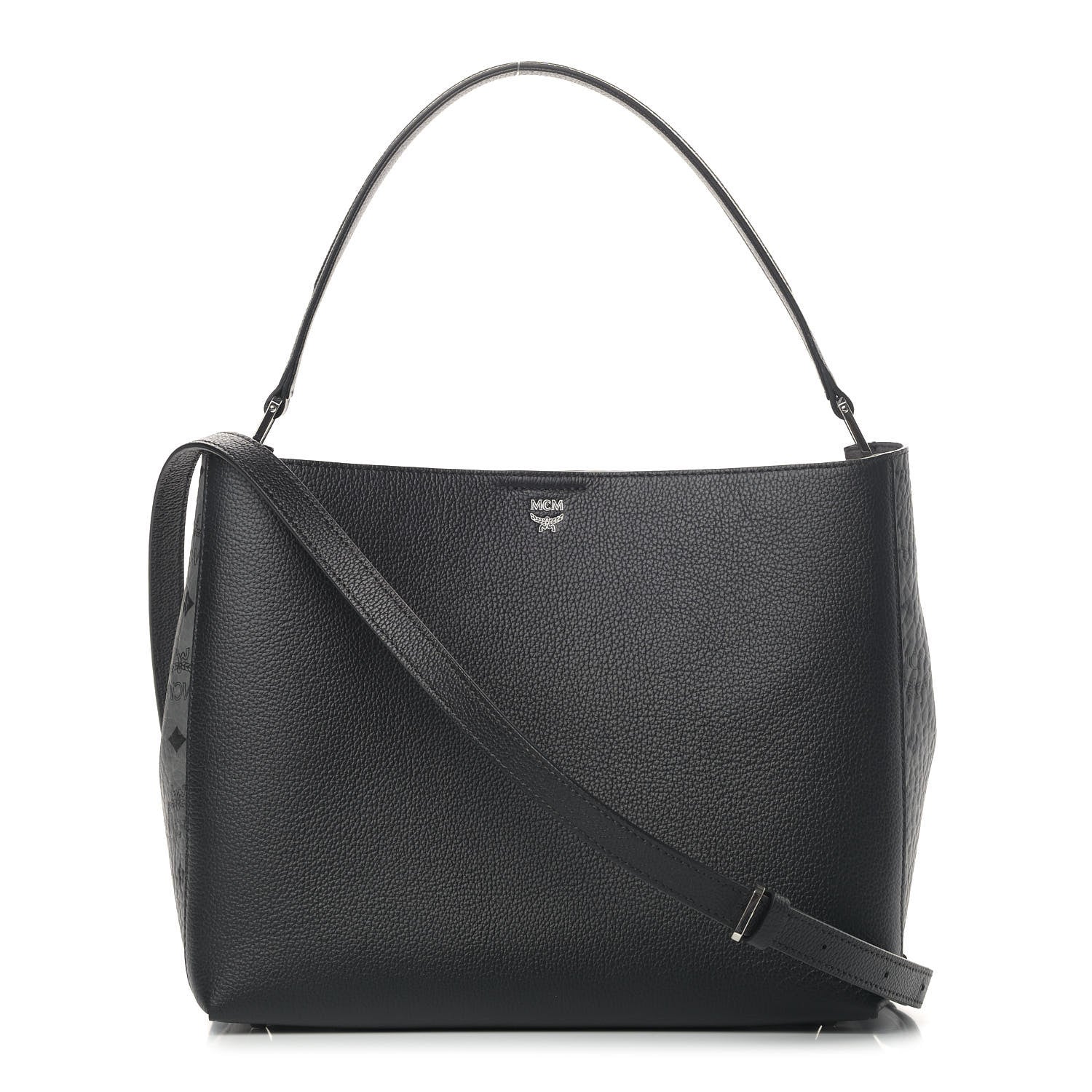 MCM Grained Calfskin Visetos Medium Sarah Hobo Black 1 of 5