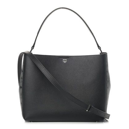MCM Grained Calfskin Visetos Medium Sarah Hobo Black 1 of 5