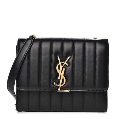 Saint Laurent Lambskin Matelasse Monogram Vicky Chain Wallet Black 1 of 13