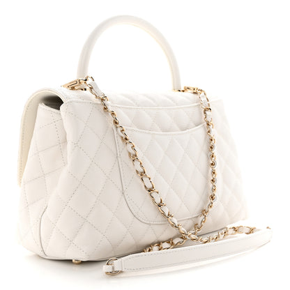 Chanel Caviar Quilted Small Coco Handle Flap White 3 of 11
