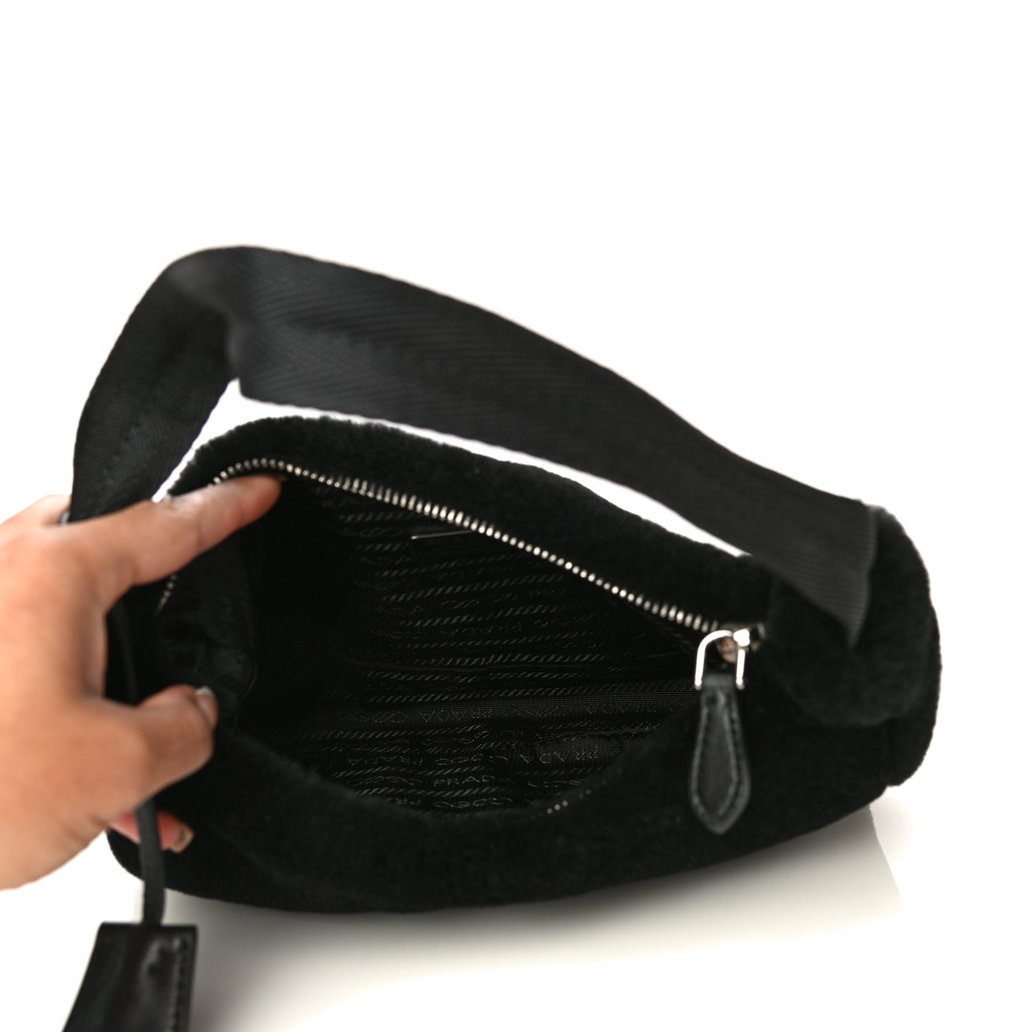 Shearling Mini Re-Edition 2000 Bag Black