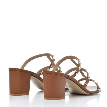 Valentino Garavani Calfskin Rockstud 60mm Caged Slide Sandals 41.5 Tobacco 4 of 9