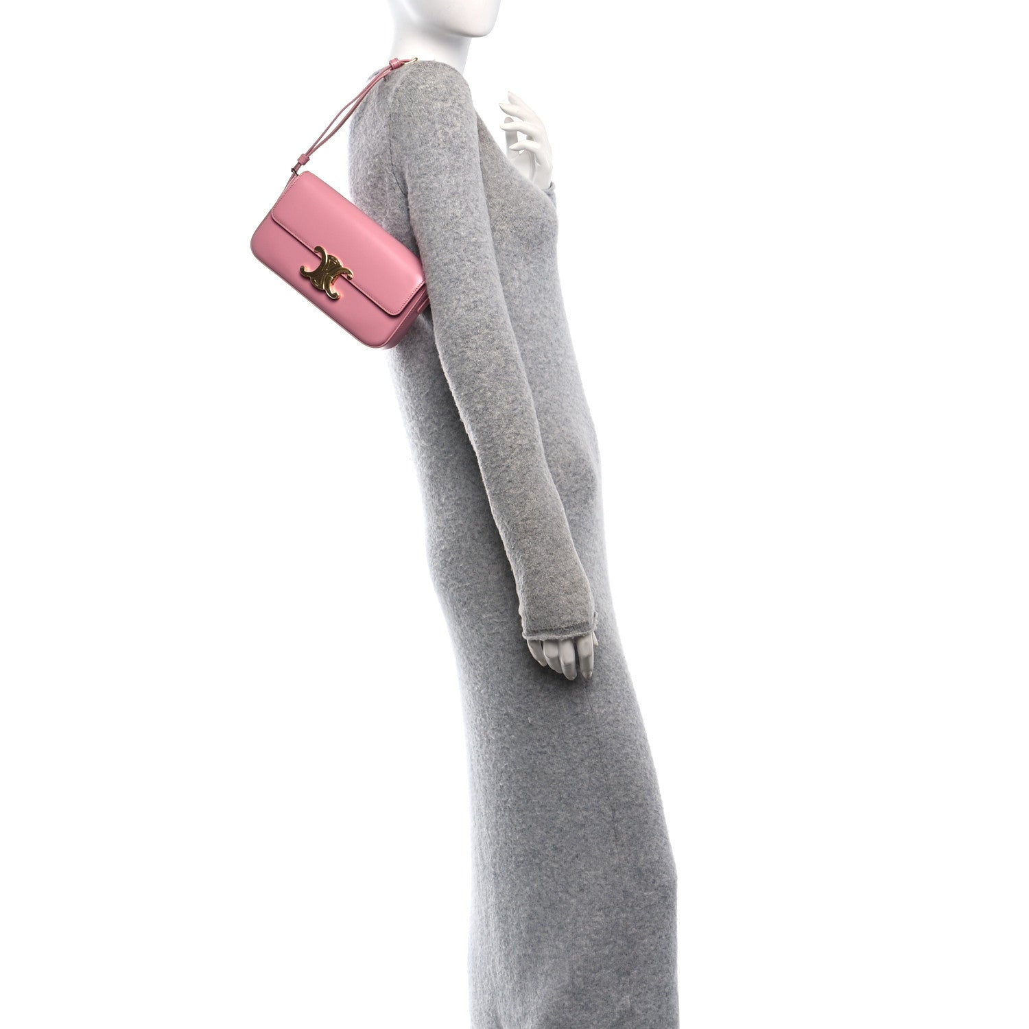 Celine Natural Calfskin Triomphe Shoulder Bag Rose 2 of 11