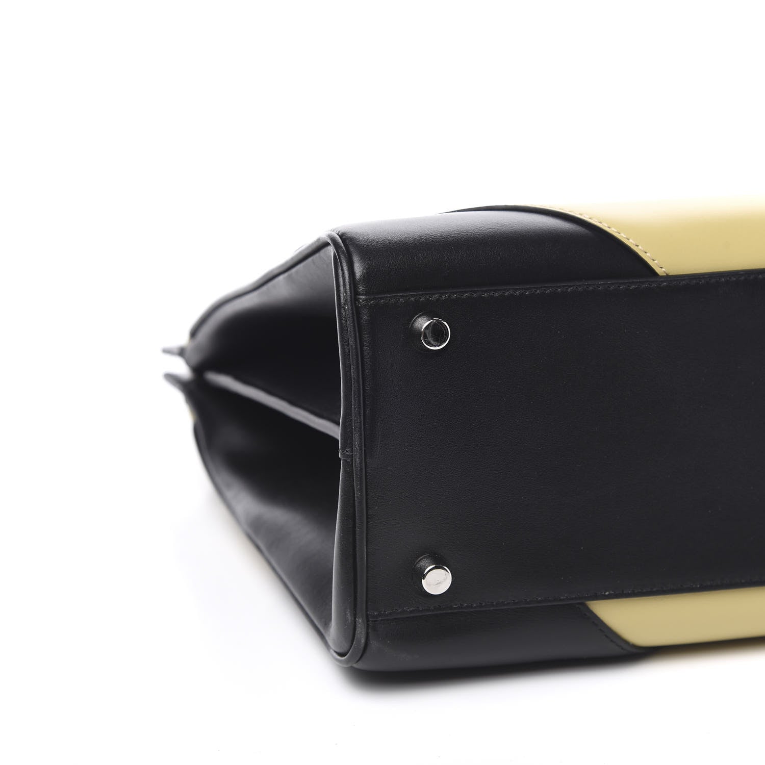 Gucci Smooth Calfskin Diagonal Striped Medium Zumi Top Handle Bag Black Beige 8 of 10