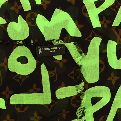 Louis Vuitton Cotton Graffiti Pareo Green 3 of 3