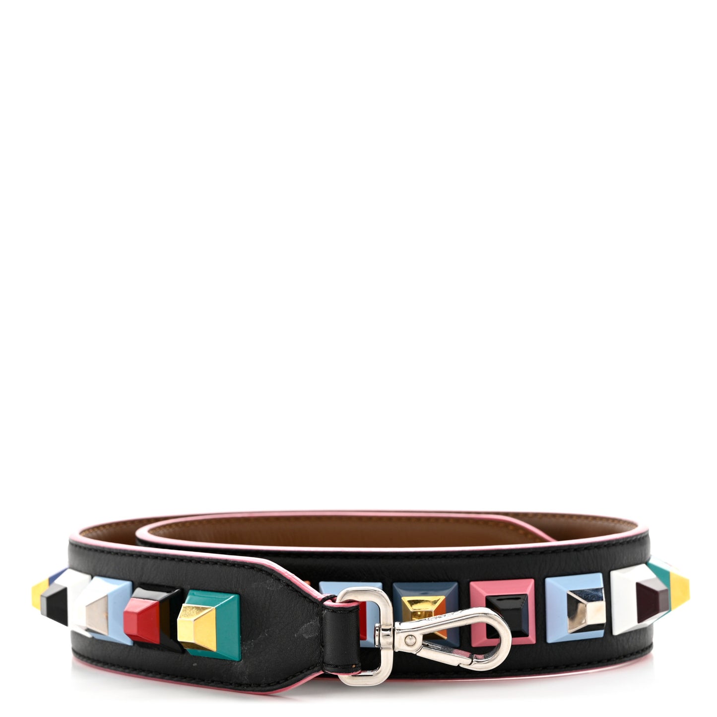 Vitello Dolce Plexiglass Bi-Color Studded Strap You Black Brownie Multicolor