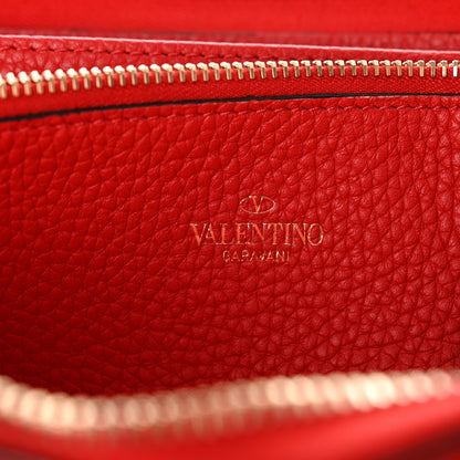 Valentino Garavani Pebbled Calfskin Rockstud Zip Around Wallet Rosso Valentino 6 of 7