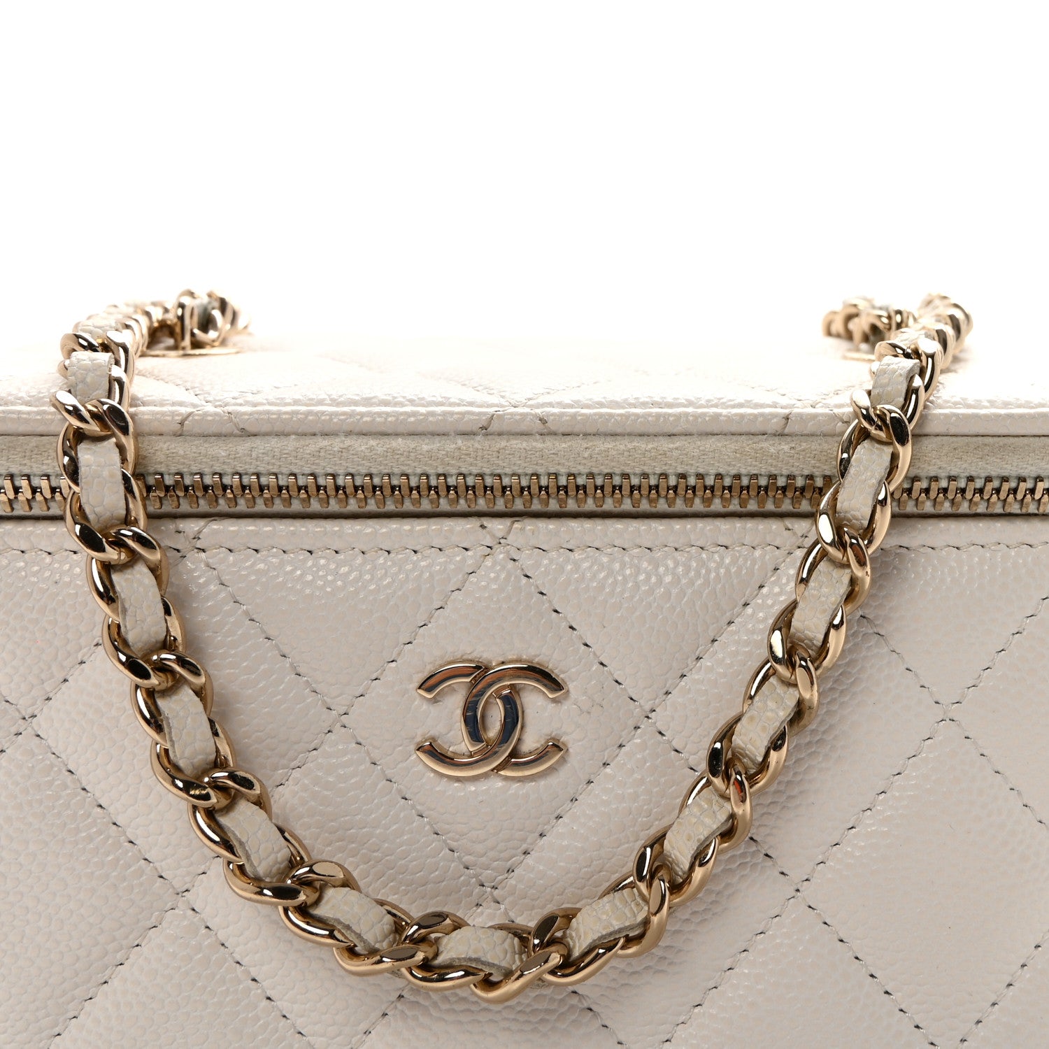 Chanel Caviar Quilted Small Vanity Case With Chain White 8 of 11