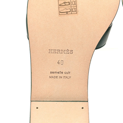Hermes Calfskin Oran Sandals 40 Vert Viride 7 of 10