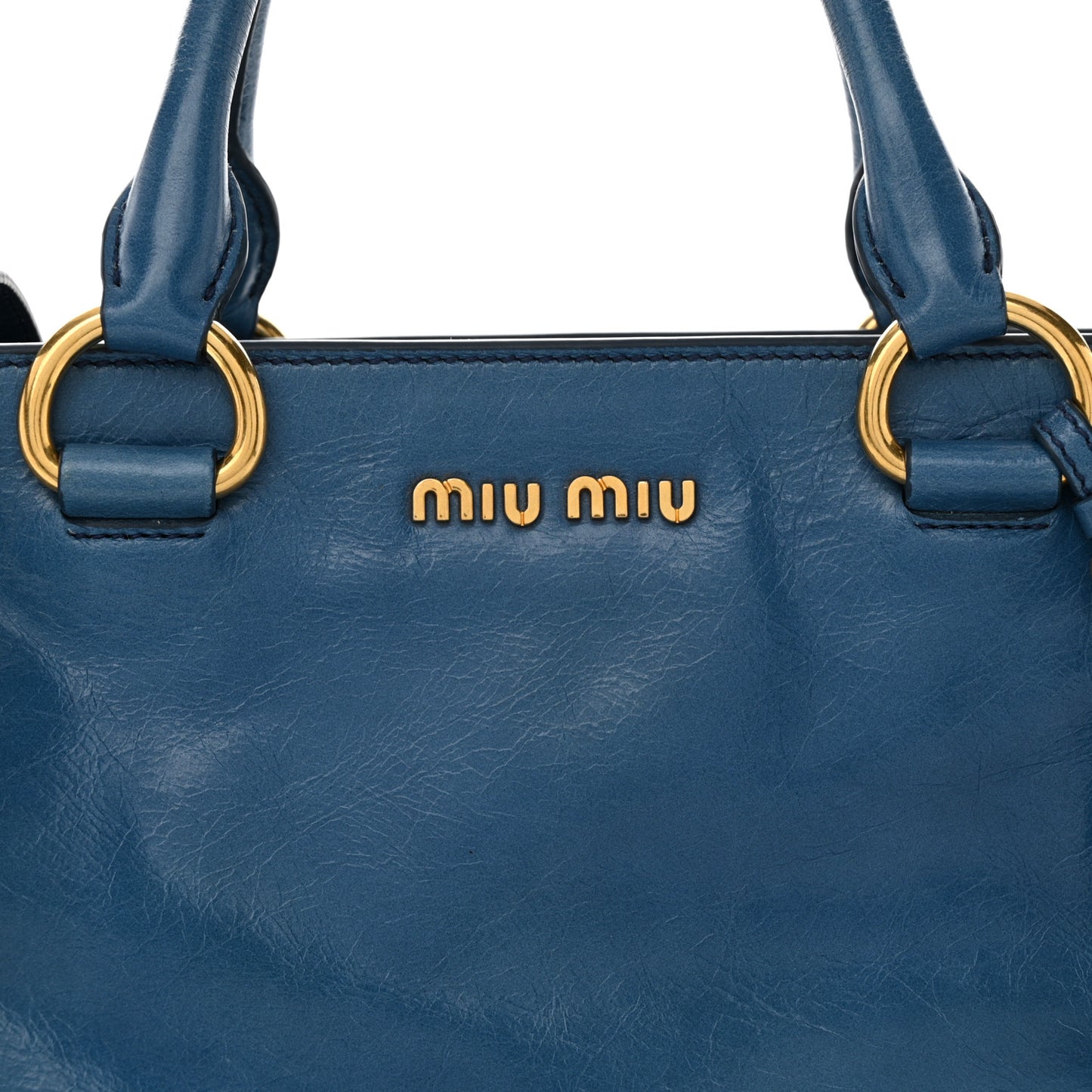 Vitello Shine Top Handle Satchel Oceano