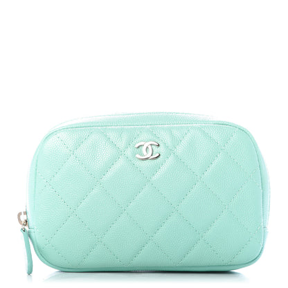 Chanel Caviar Quilted Small Curvy Pouch Cosmetic Case Light Blue 1 of 10