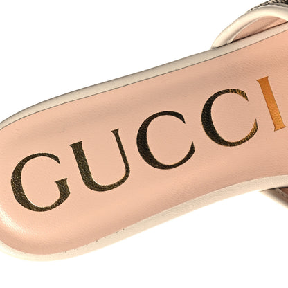 Gucci Monogram Matelasse Diagonal GG Marmont Flat Slide Sandals 36 Beige Ebony Mystic White 8 of 9