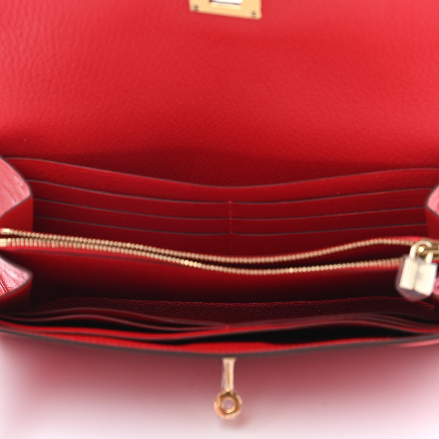 Ostrich Kelly Longue Wallet Rouge Vif
