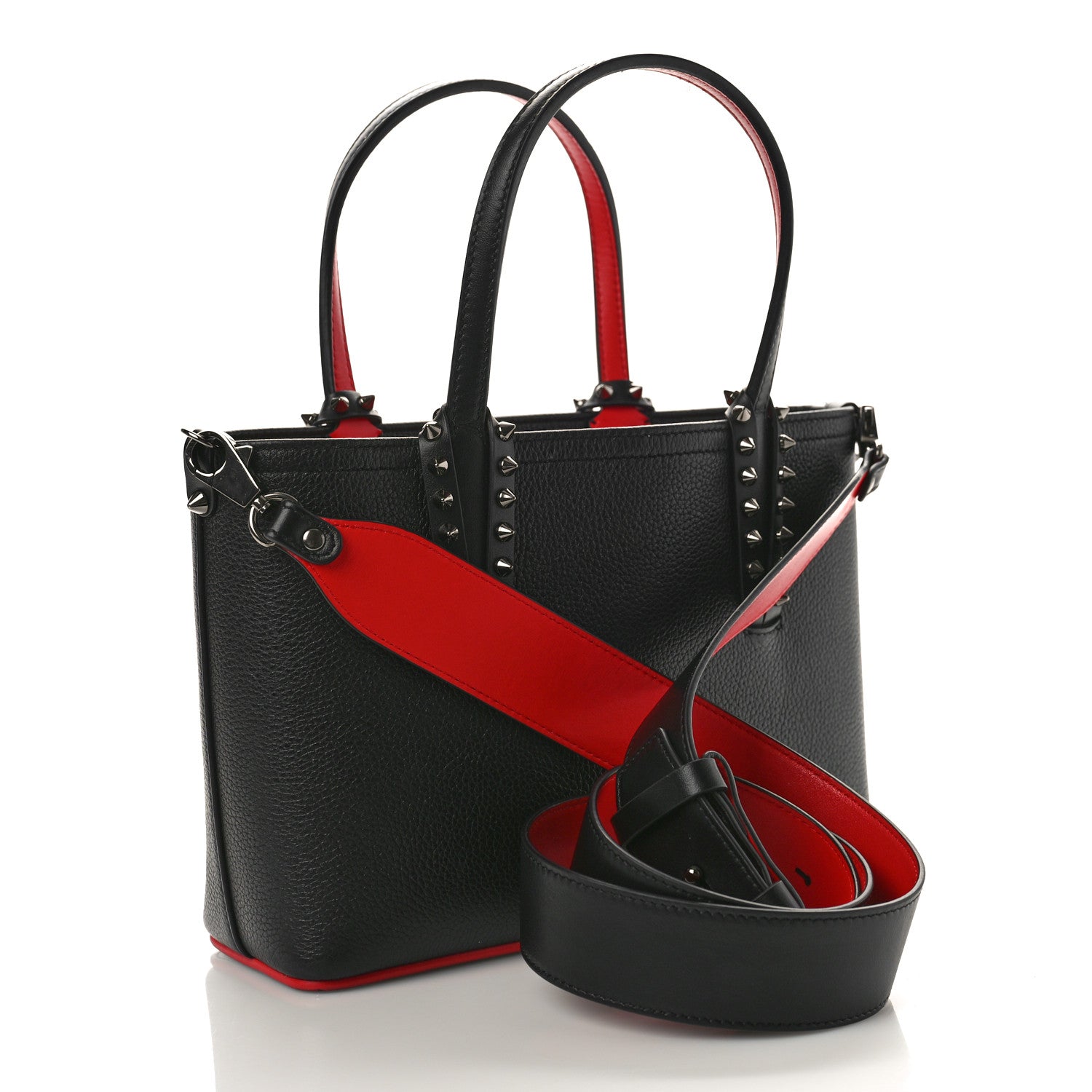 Christian Louboutin Calfskin Spikes Mini East West Cabata Tote Black 3 of 9