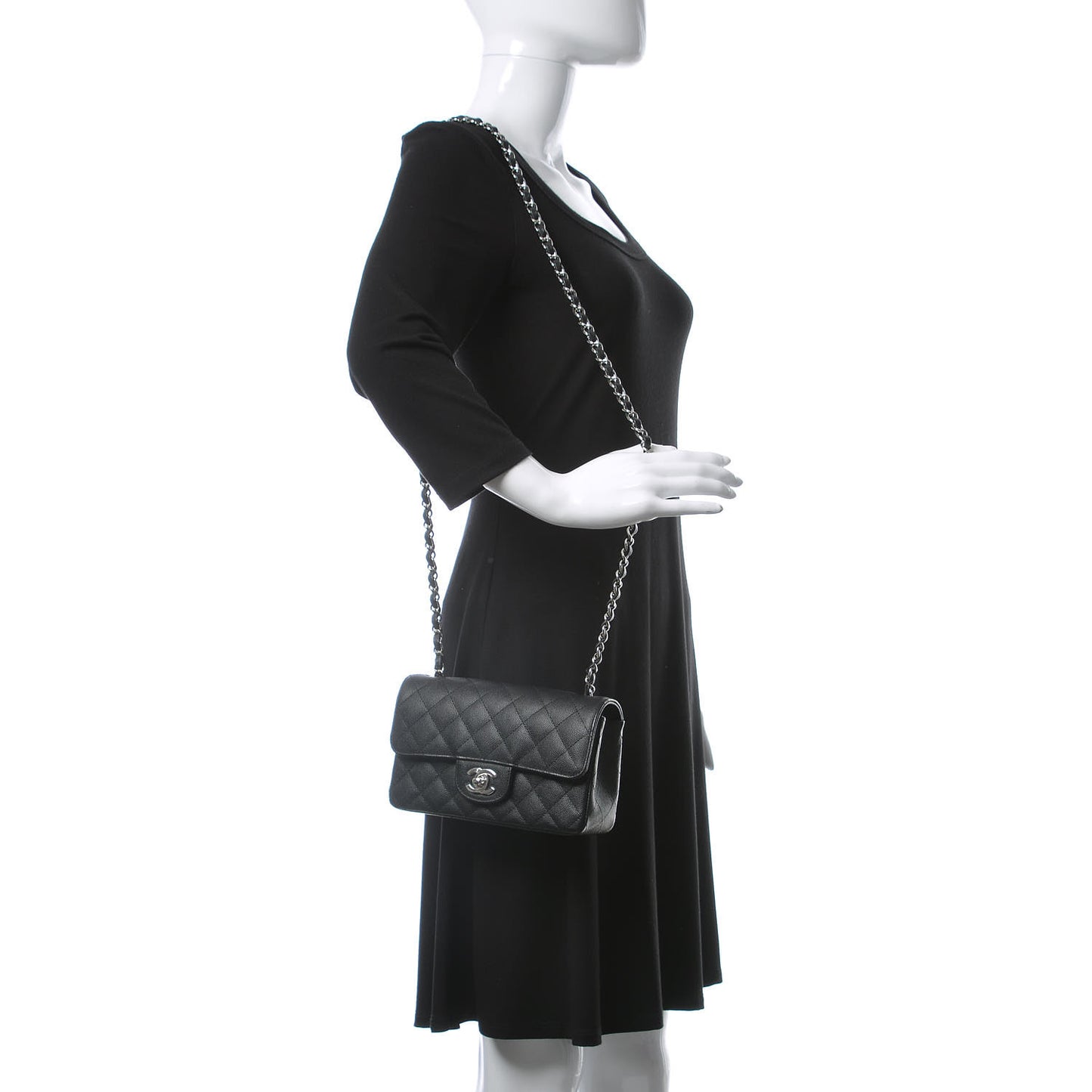 Caviar Quilted Mini Rectangular Flap Black