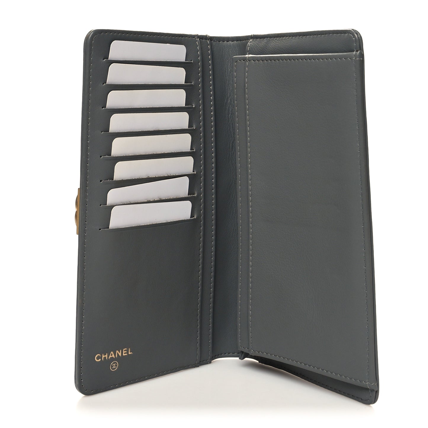 Lambskin Quilted Boy Yen Wallet Grey