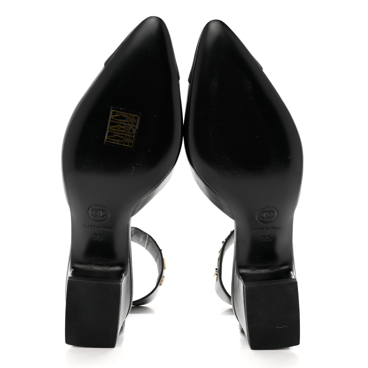 Chanel Lambskin Grosgrain Cap Toe Logo Ankle Strap Pumps 35 Black 5 of 11