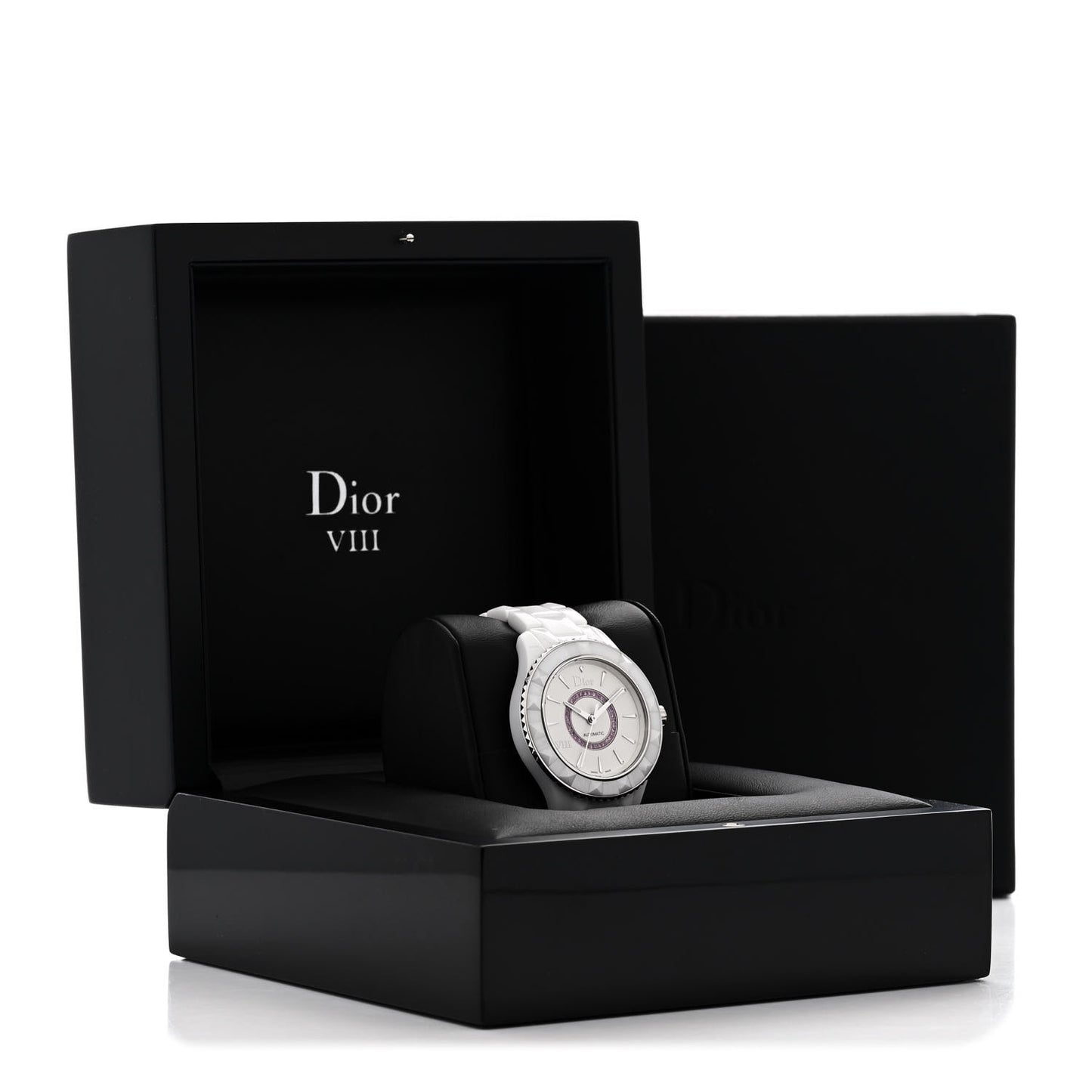 Stainless Steel Ceramic Pink Sapphire 38mm Dior VIII Automatic Watch White