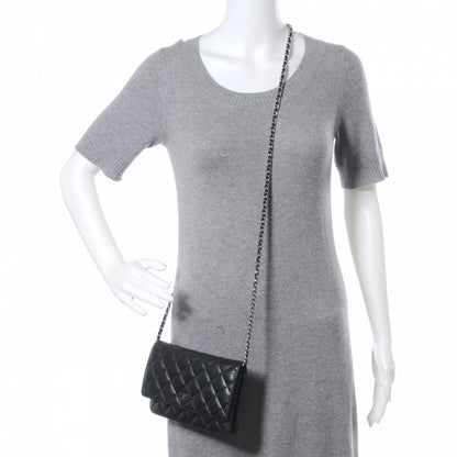 Chanel Lambskin Quilted Wallet On Chain WOC Black 2 of 8