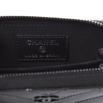 Chanel Patent Metallic Crumpled Calfskin Chevron Quilted Coin Purse So Black 6 of 8