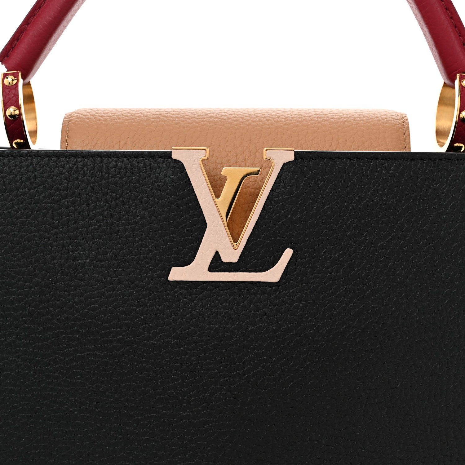 Louis Vuitton Taurillon Capucines MM Black Arizona Beige Ruby Red 7 of 10