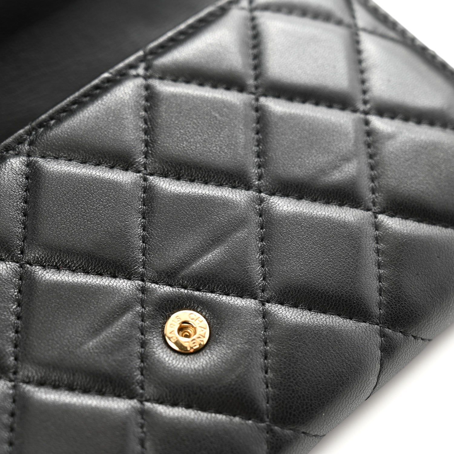Chanel Lambskin Quilted Large Gusset Flap Wallet Black 14 of 15