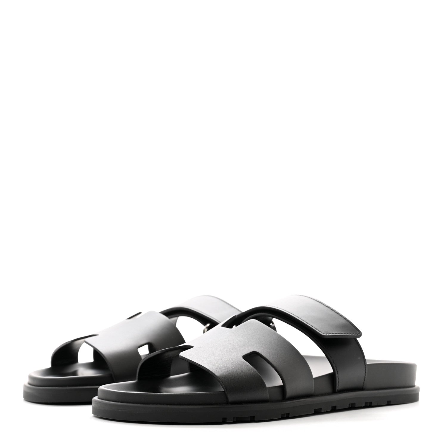 Hermes Calfskin Mens Chypre Sandals 41.5 Black 3 of 8