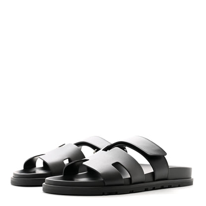 Hermes Calfskin Mens Chypre Sandals 41.5 Black 3 of 8