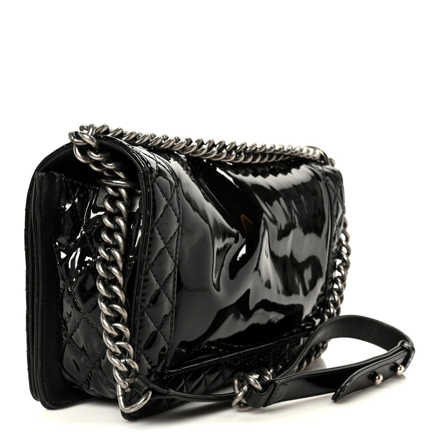 Chanel Patent New Medium Boy Reverso Flap Black 3 of 10