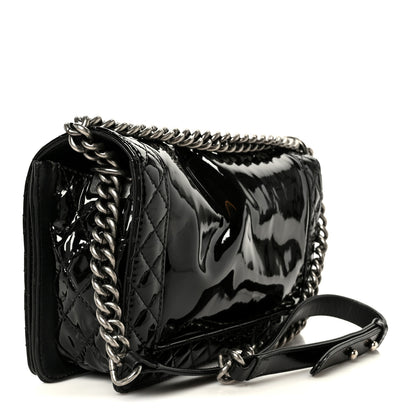 Chanel Patent New Medium Boy Reverso Flap Black 3 of 10