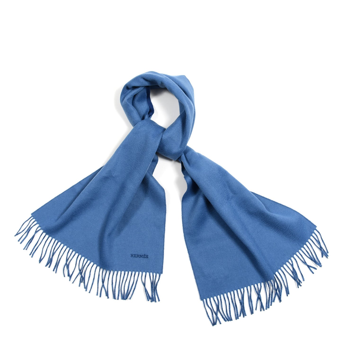 Cashmere Recto Verso Muffler Bleu Horizon Blue Indigo