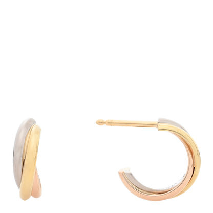 Cartier 18K Pink Yellow White Gold Small Trinity Hoop Earrings 1 of 5