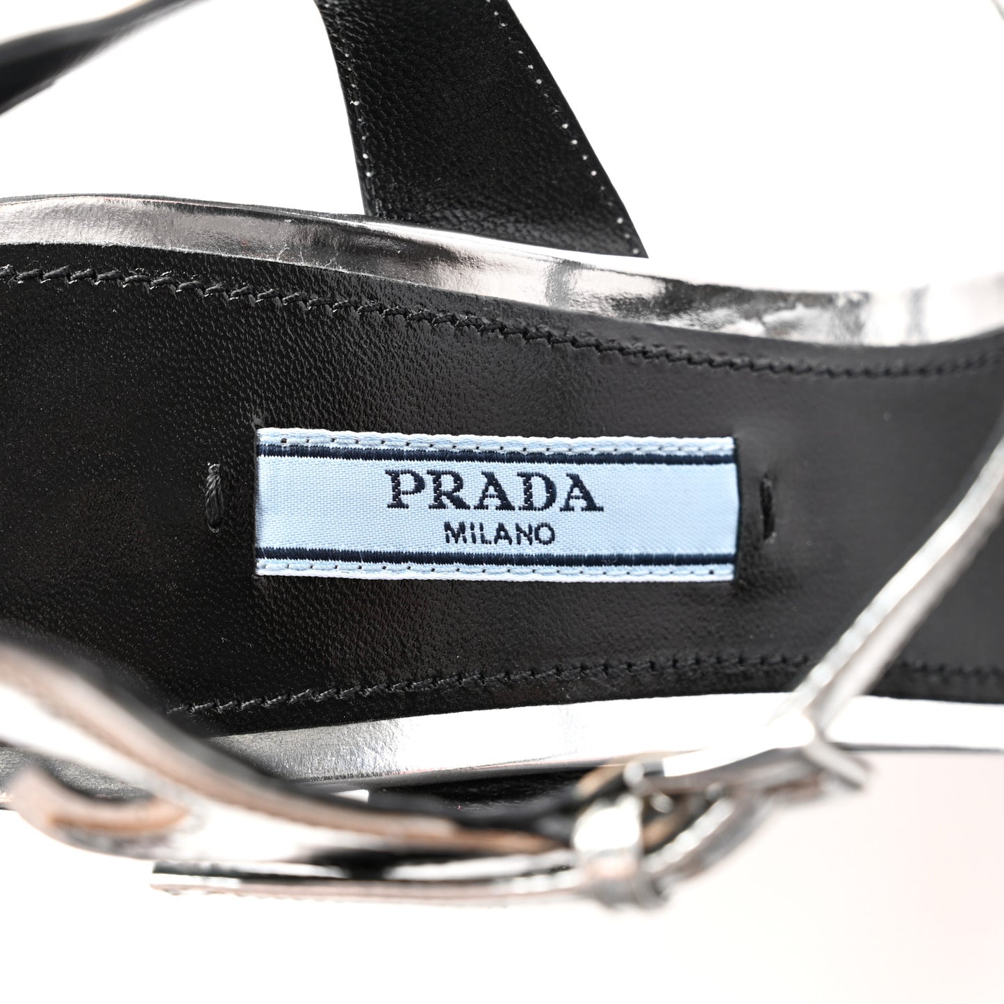 Spazzolato Flame Wedge Sandals 38 Argento