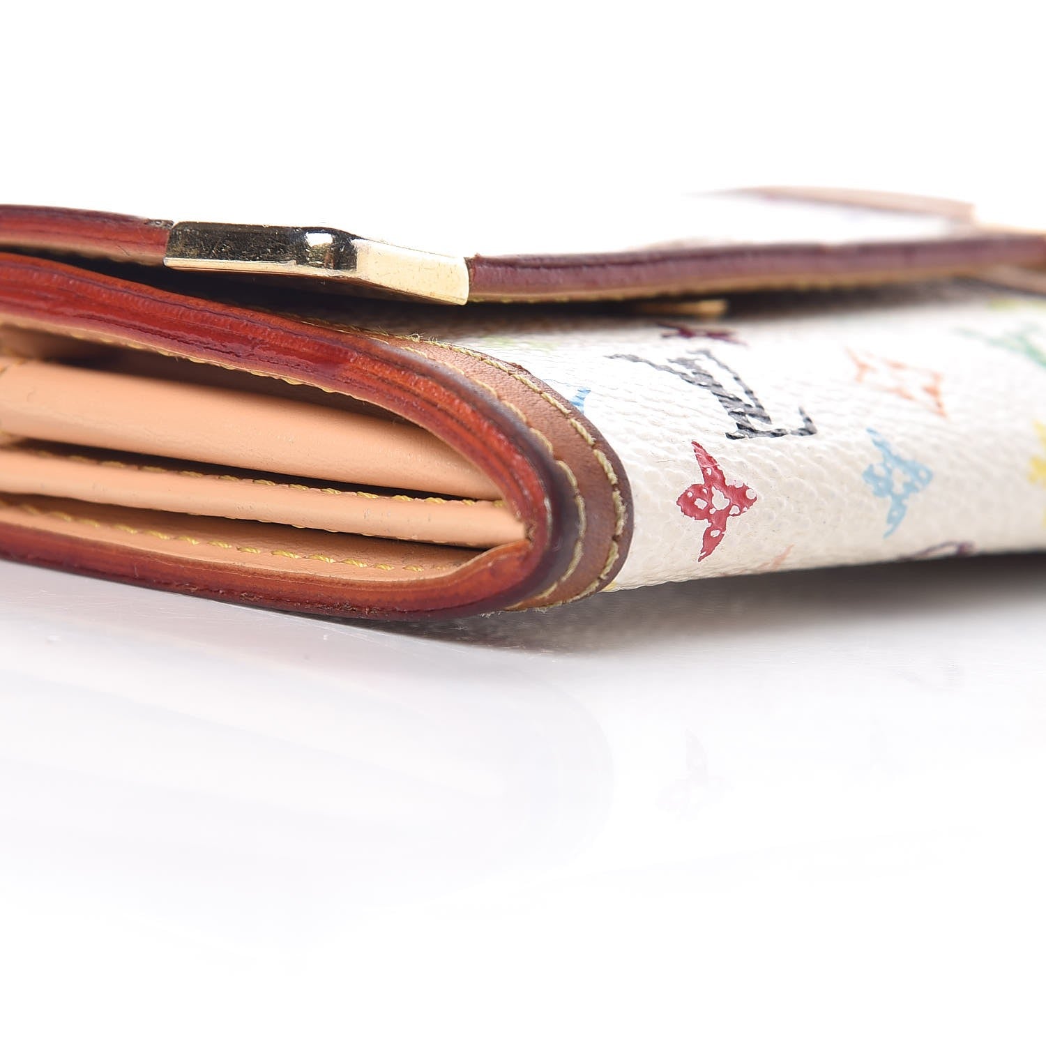 Louis Vuitton Monogram Multicolor Porte-Monnaie Plat Coin Purse White 11 of 12